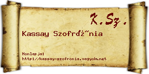 Kassay Szofrónia névjegykártya